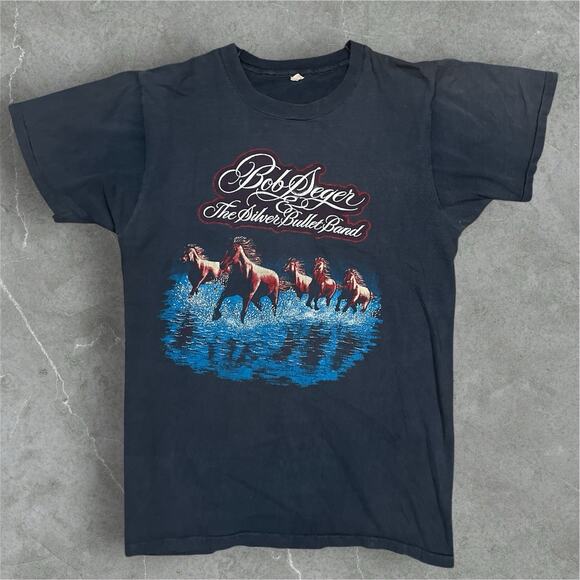 Vintage Bob Seger Shirt 1980 Against The Wind Single Stitch 80s USA Fade Holes - Picture 1 of 9